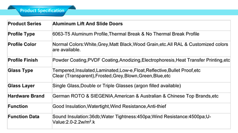 door aluminum glass specifications