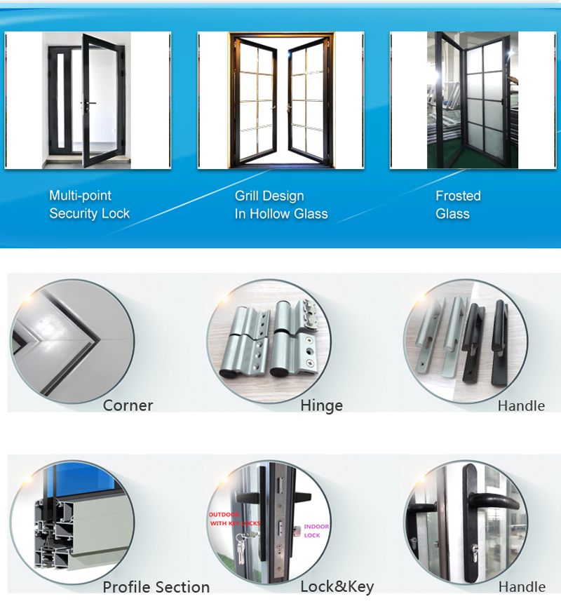 aluminium section door designs detailed drawing