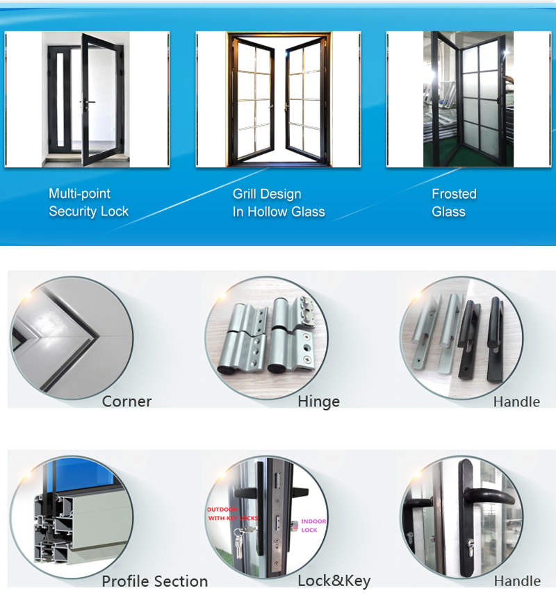 aluminum door for kitchen detailed drawing