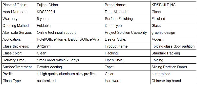 sliding door frameless specifications